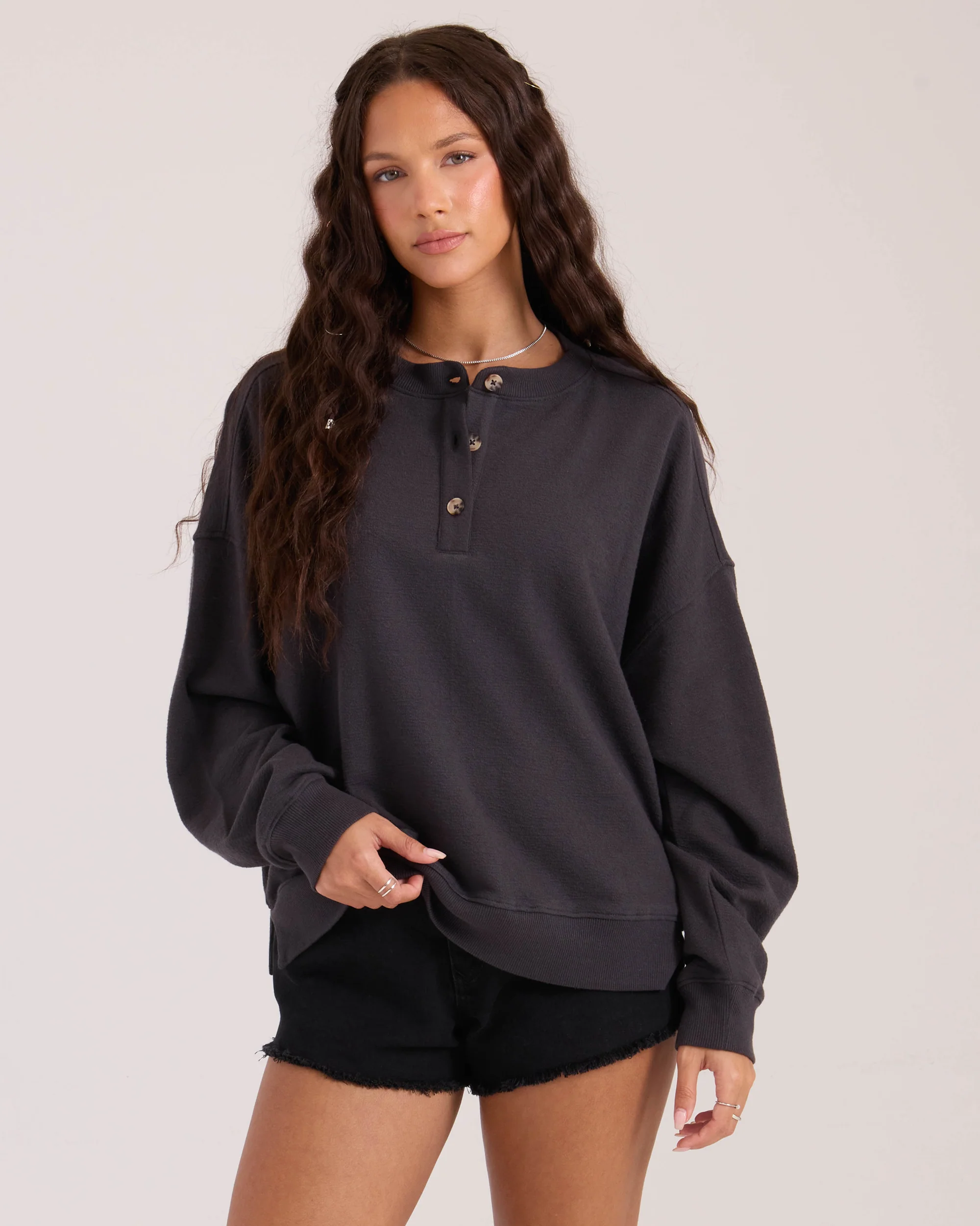 Women's Lived In Fleece Henley - Image 3
